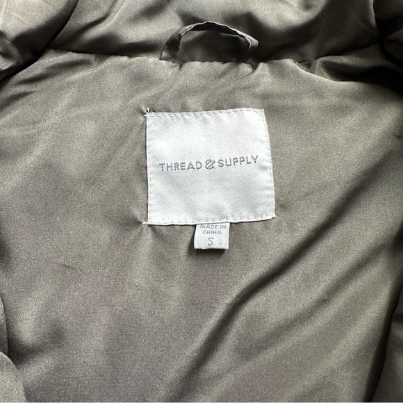 Thread & Supply (Small) Olive Green Quilted Puffer Vest - Picture 3 of 9